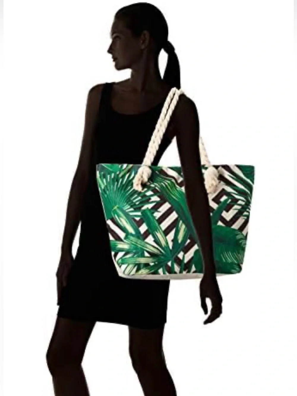 SPACIOUS 🌴💚TROPICAL💚🌴 ROPE HANDLE EXTRA LARGE BEACH TOTE BAG 🌟NEW🌟